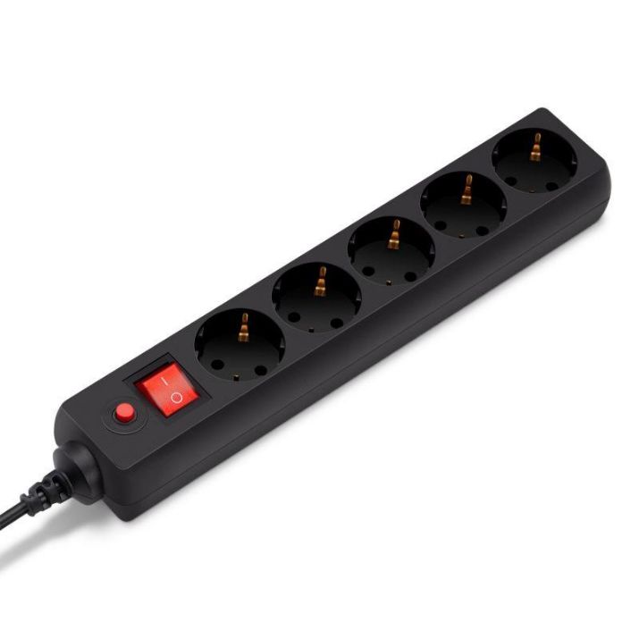 Изображение Удлинитель с сетевым фильтром 5х1.8м с заземл. 10А IP20 500SH-1.8-B 2.2кВт CCA черн. BURO 992289