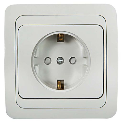Изображение Розетка 1-м CLASSICO защ. шторки с заземл. 2028x бел. ASD / IN HOME 4690612000978