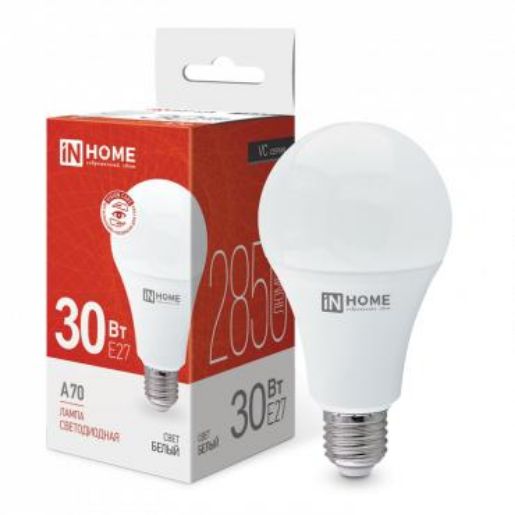 Изображение Лампа светодиодная LED-A70-VC 30Вт грушевидная 4000К нейтр. бел. E27 2850лм 230В IN HOME 4690612024141