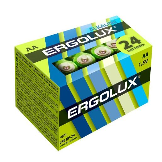 Изображение Элемент питания алкалиновый AA/LR6 1.5В Alkaline BP-24 (уп.24шт) Ergolux 14212