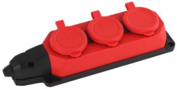 Изображение Колодка удлинителя 3-м с заземл. 16А IP44 K-3e-RED-IP44 каучук красн. Эра Б0044552