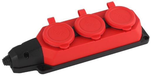 Изображение Колодка удлинителя 3-м с заземл. 16А IP44 K-3e-RED-IP44 каучук красн. Эра Б0044552