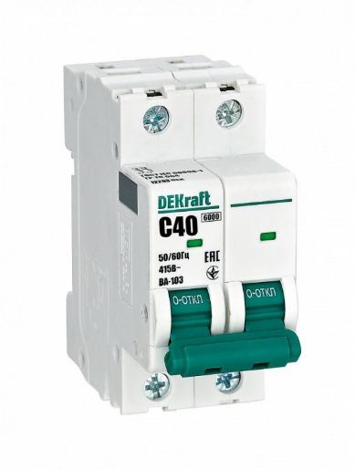 Изображение Выключатель автоматический модульный 2п C 40А 6кА ВА-103 DEKraft 12293DEK