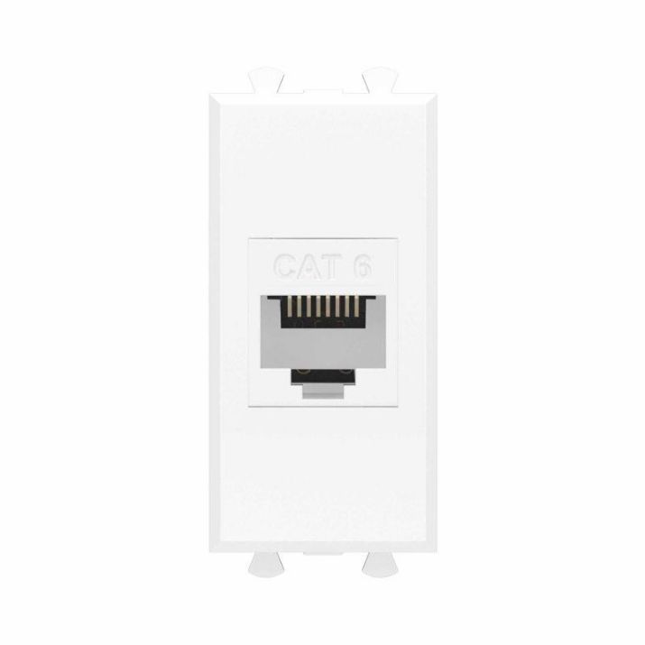 Изображение Розетка компьютерная 1мод. Avanti "Белое облако" RJ45 кат.6 без шторок модульная механизм DKC 4400691
