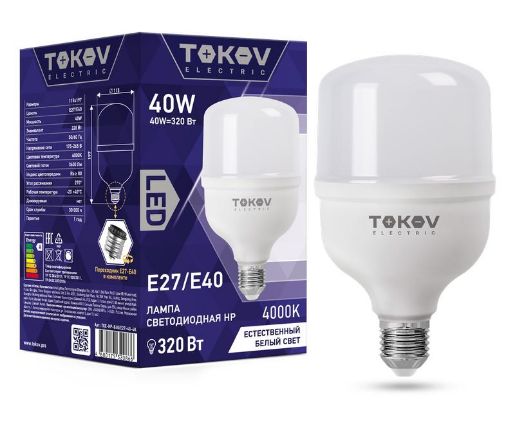 Изображение Лампа светодиодная 40Вт HP 4000К Е40/Е27 176-264В TOKOV ELECTRIC TKE-HP-E40/E27-40-4K