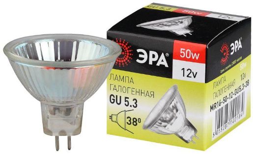 Изображение Лампа галогенная GU5.3-MR16-50W-12V-Cl ЭРА C0027358
