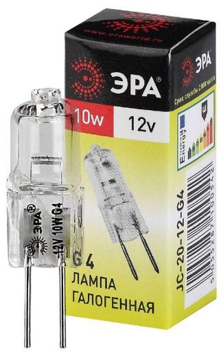Изображение Лампа галогенная G4-JC-10W-12V ЭРА C0027367