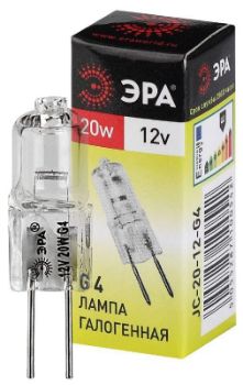 Изображение Лампа галогенная G4-JC-20W-12V ЭРА C0027369