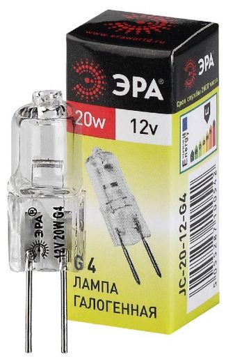 Изображение Лампа галогенная G4-JC-20W-12V ЭРА C0027369