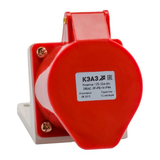 Изображение Розетка 115 16А 3P+PE+N 380В AC 6ч IP44 для монтажа на поверхность КЭАЗ 222755