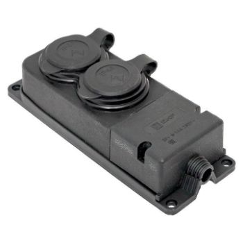 Изображение Розетка 2-м 16А IP44 2P+PE 230В с защ. крышками каучук PROxima EKF RPS-018-16-230-44-r