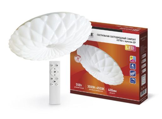 Изображение Светильник светодиодный COMFORT ASTRA 55Вт 230В 3000-6500К 4400лм 400х100мм с пультом ДУ IN HOME 4690612035017