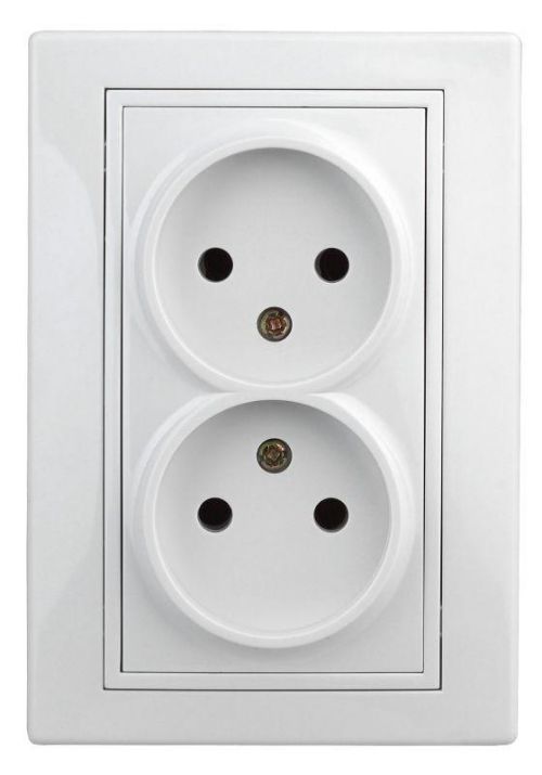Изображение Розетка 2-м СП Plano 1-204-01 16А IP20 250В 2х2P бел. Intro Б0053904
