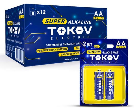 Изображение Элемент питания алкалиновый LR6/AA (блист.2шт) TOKOV ELECTRIC TKE-ALS-LR6/B2