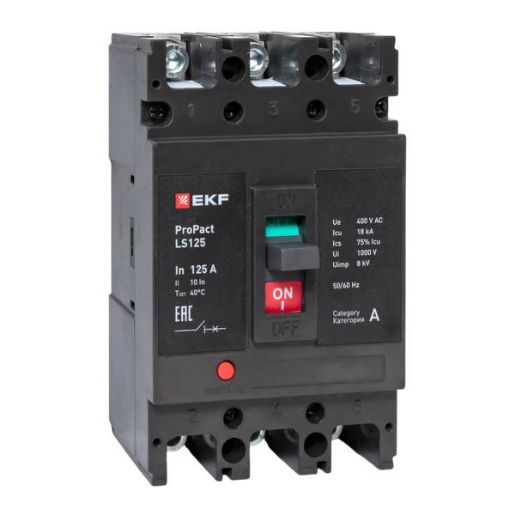 Изображение Выключатель автоматический 3п 125А 18кА LS150 ProPact EKF mccb-125-18-3-125-ls
