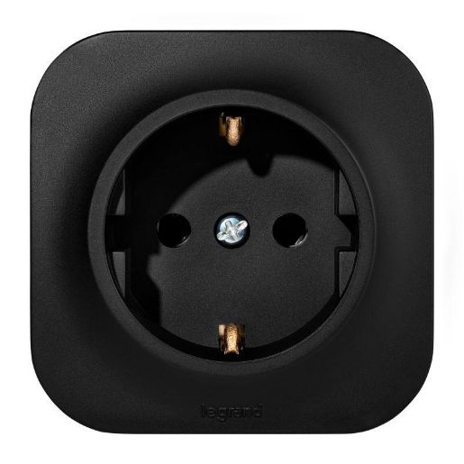 Изображение Розетка 1-м ОП Quteo 16А IP20 2P+E с заземл. без защ. шторок черн. матов. Leg 782472