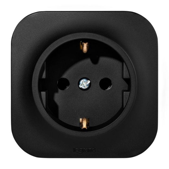 Изображение Розетка 1-м ОП Quteo 16А IP20 2P+E с заземл. без защ. шторок черн. матов. Leg 782472