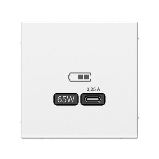 Изображение Розетка USB ArtGallery тип C 65Вт QC PD высокоскор. ЗУ механизм бел. SE GAL000127