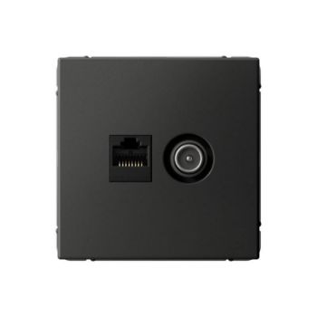 Изображение Розетка компьютерная + телевизионная 2-м ArtGallery RJ45 + TV кат.5E базальт SE GAL001489