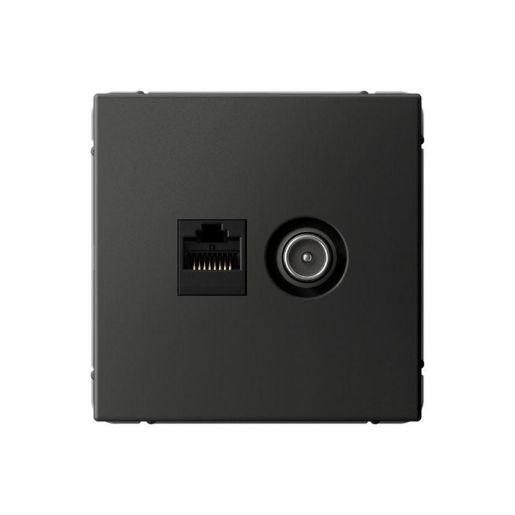 Изображение Розетка компьютерная + телевизионная 2-м ArtGallery RJ45 + TV кат.5E базальт SE GAL001489