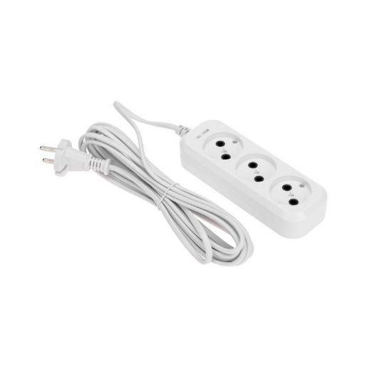 Изображение Удлинитель 3 гнезда 5м 2х0.75кв.мм б/з бел. PROCONNECT 13-4207