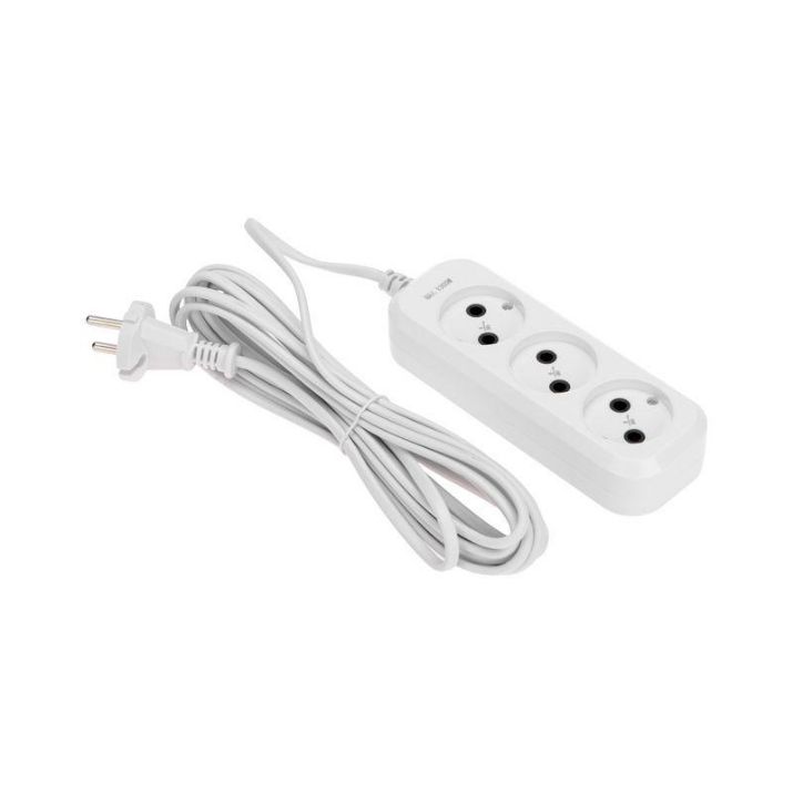 Изображение Удлинитель 3 гнезда 5м 2х0.75кв.мм б/з бел. PROCONNECT 13-4207