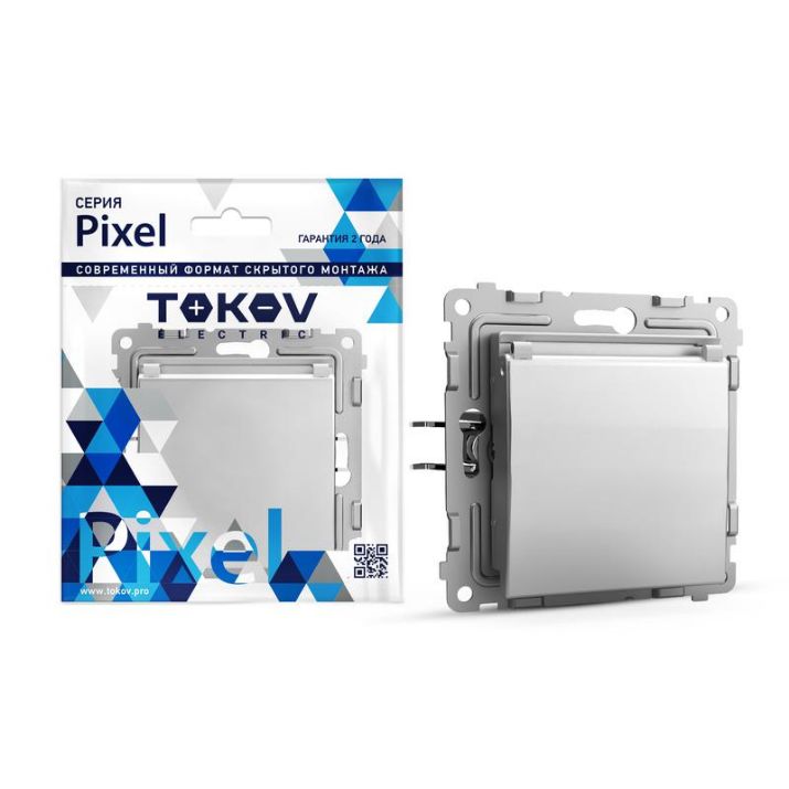 Изображение Розетка 1-м СП Pixel 16А IP20 с заземл. защ. шторки с крышкой механизм алюм. TOKOV ELECTRIC TKE-PX-R1ZSW1-C03