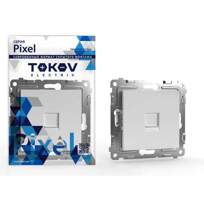 Изображение Розетка компьютерная 1-м СП Pixel RJ45 кат.5E механизм бел. TOKOV ELECTRIC TKE-PX-RC1-C01