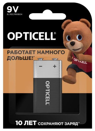 Изображение Элемент питания алкалиновый "крона" 6LR61 9В (блист. 1шт) Basic Opticell 5051003