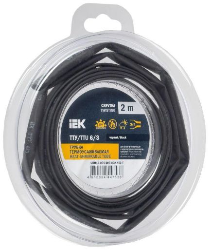Изображение Трубка термоусадочная ТТУ нг-LS 6/3 черн. (уп.2м) IEK UDR12-006-003-002-K02-T