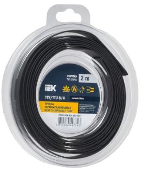 Изображение Трубка термоусадочная ТТУ нг-LS 8/4 черн. (уп.2м) IEK UDR12-008-004-002-K02-T