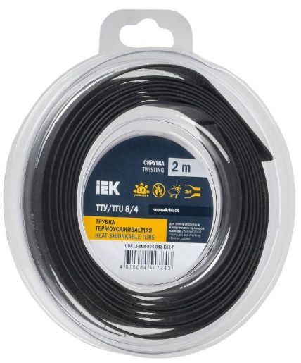 Изображение Трубка термоусадочная ТТУ нг-LS 8/4 черн. (уп.2м) IEK UDR12-008-004-002-K02-T
