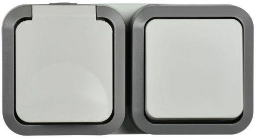 Изображение Блок ОП розетка + выключ. горизонт. TORS 16А IP55 TS242 бел. IEK TS-G10-6-55-V-K41