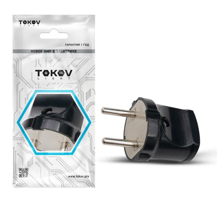 Изображение Вилка прямая 6А 250В без заземл. черн. TOKOV ELECTRIC TKL-PL-C05