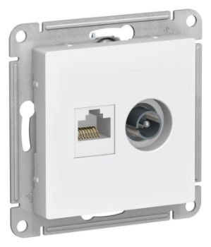 Изображение Розетка компьютерная + телевизионная 2-м AtlasDesign RJ45 кат.5E лотос SE ATN001389