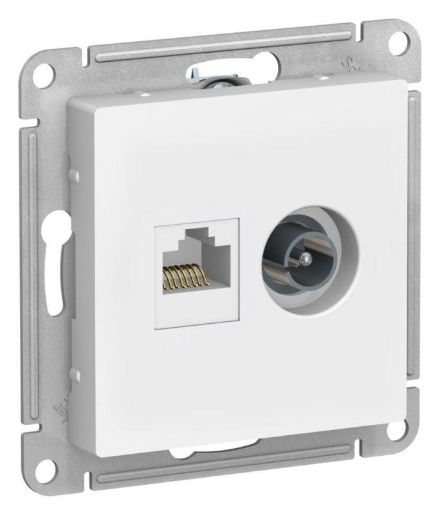 Изображение Розетка компьютерная + телевизионная 2-м AtlasDesign RJ45 кат.5E лотос SE ATN001389