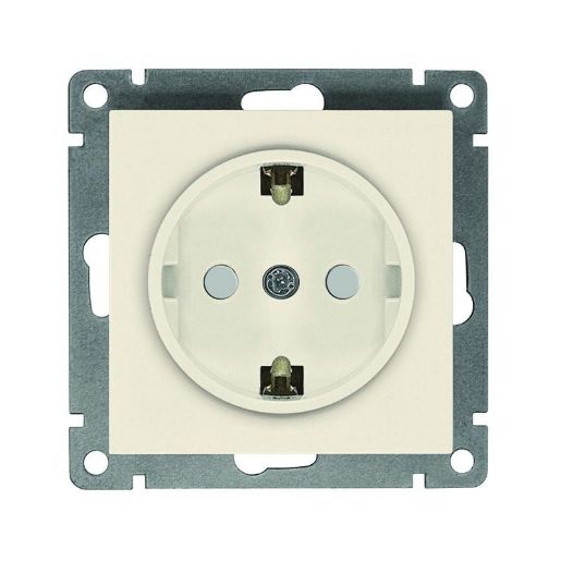 Изображение Розетка 1-м СП Афина 16А IP20 с заземл. защ. шторки механизм сл. кость (ivory) Universal A0049-I