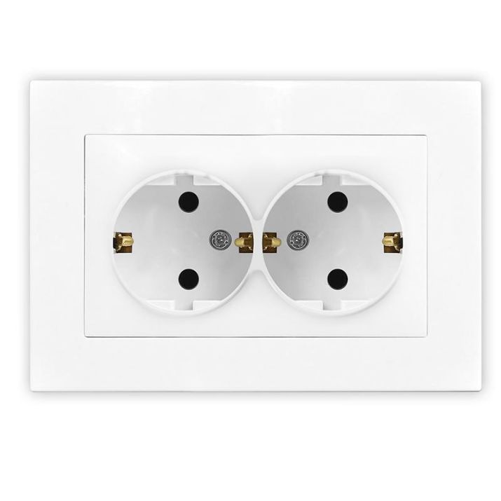 Изображение Розетка 2-м СП Афина 16А IP20 с заземл. в сборе бел. Universal A0128