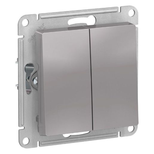 Изображение Выключатель 2-кл. AtlasDesign Aqua IP44 (сх. 5) 10AX механизм алюм. SE ATN440351