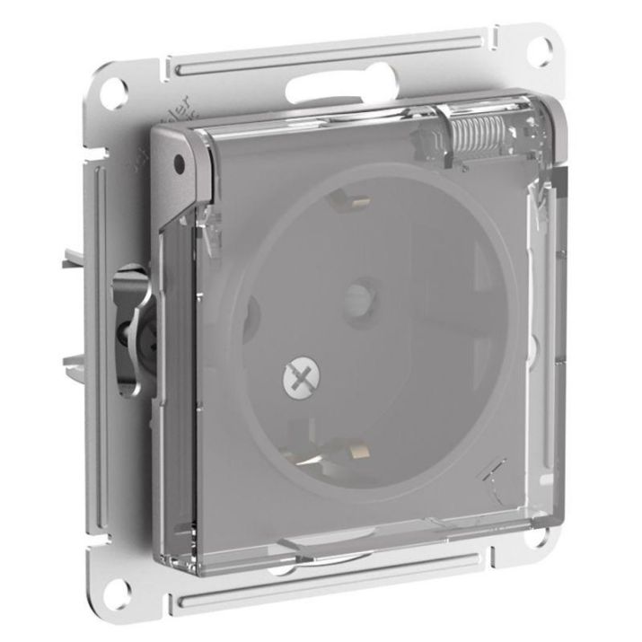 Изображение Розетка AtlasDesign Aqua 16А IP44 с заземл. защ. шторки с прозр. крышкой механизм алюм. SE ATN440346