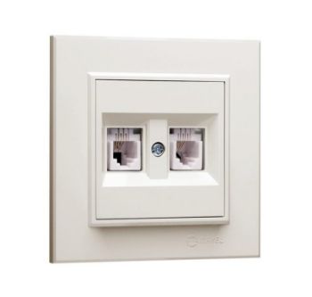 Изображение Розетка компютерная CAT5 + гнездо СП Karea IP20 крем. Makel 56010035