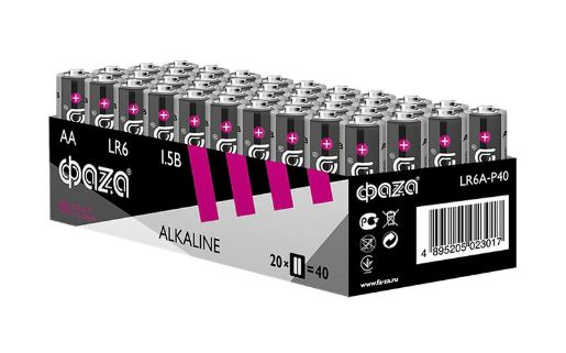 Изображение Элемент питания алкалиновый AA/LR6 1.5В Alkaline Pack-40 (уп.40шт) ФАZА 5023017