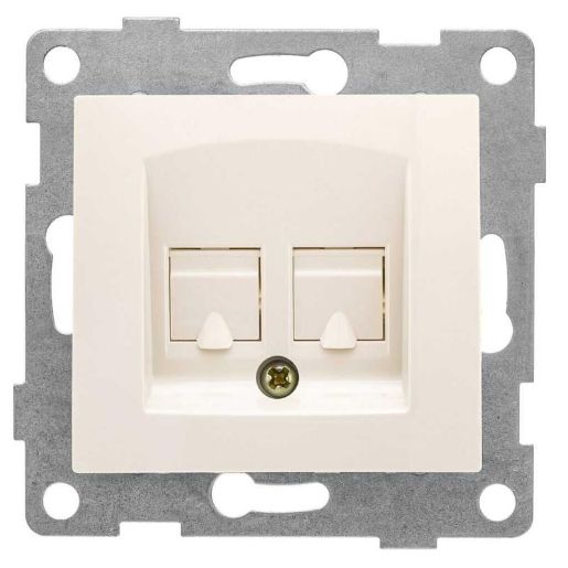 Изображение Розетка компьютерная + телефонная 2-м СП Bravo RJ45 + RJ12 механизм беж. GUSI С10КТ-003