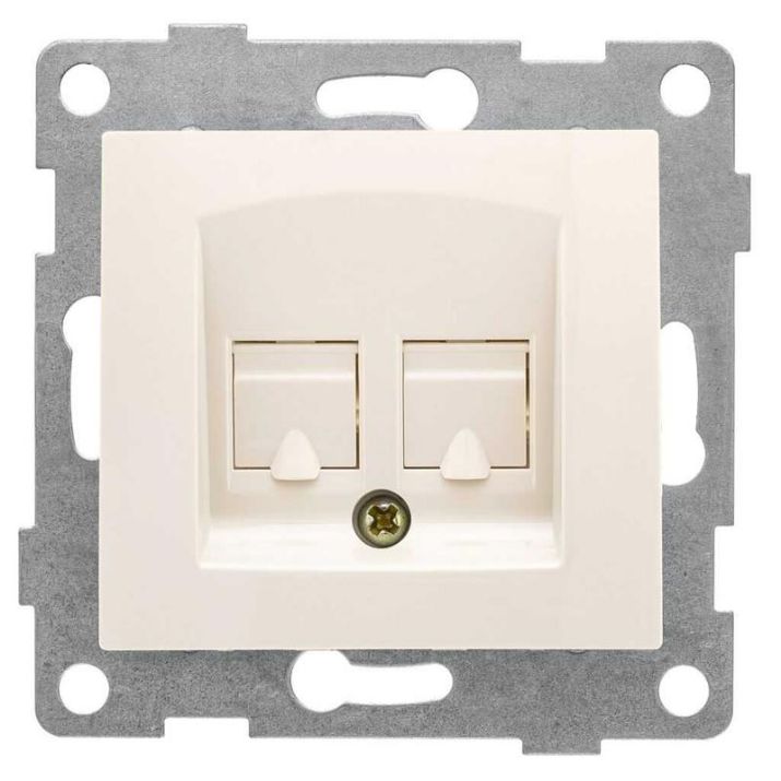 Изображение Розетка компьютерная + телефонная 2-м СП Bravo RJ45 + RJ12 механизм беж. GUSI С10КТ-003
