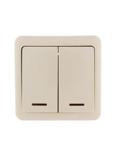 Изображение Выключатель 2-кл. 1п ОП Viola 10А IP20 с подсветкой крем. LEZARD 751-0300-112