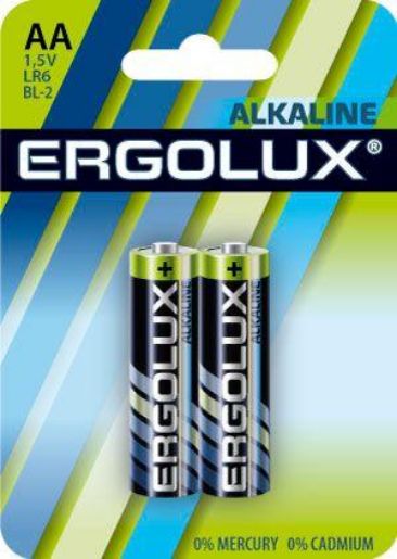 Изображение Элемент питания алкалиновый AA/LR6 1.5В Alkaline BL-2 (блист.2шт) Ergolux 11747