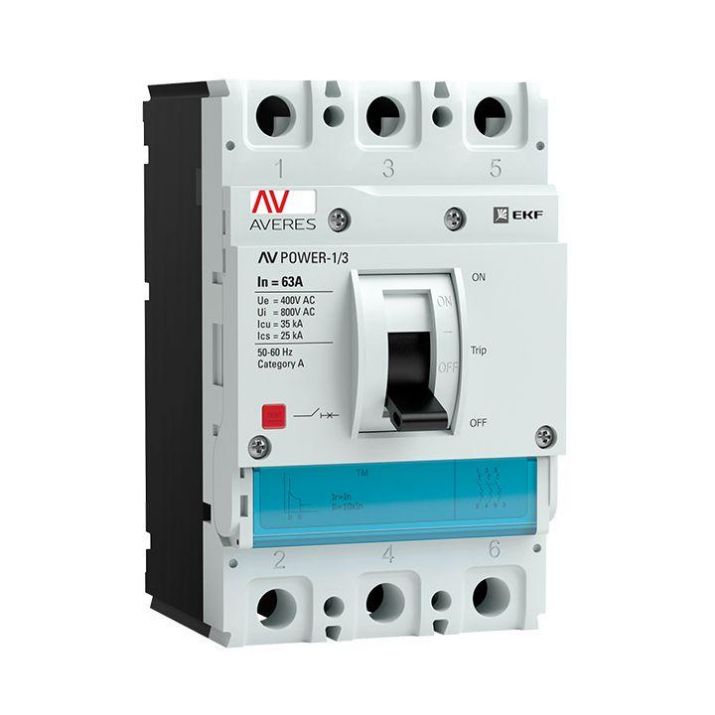 Изображение Выключатель автоматический 3п 63А 35кА AV POWER-1/3 TR AVERES EKF mccb-13-63-TR-av