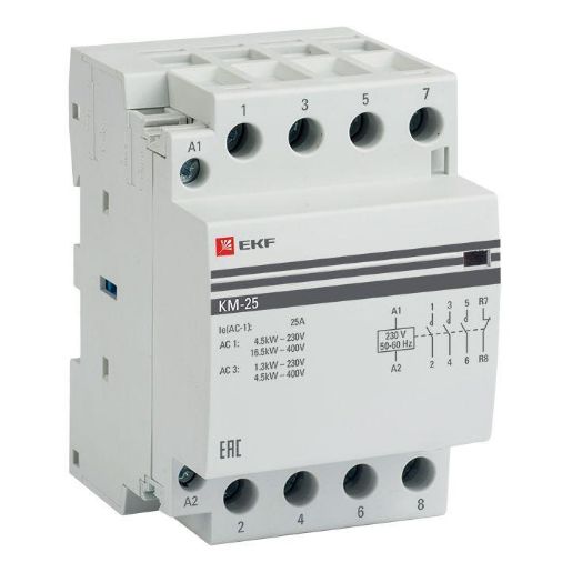 Изображение Контактор модульный КМ 25А 3NО+NC (3 мод.) EKF km-3-25-31