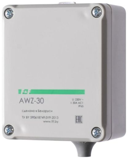 Изображение Фотореле AWZ-30 30А 13 IP65 встроенный фотодатчик монтаж на поверх. F&F EA01.001.004