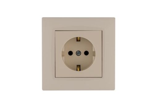 Изображение Розетка 1-м Karea RIZZ с заземл. крем Makel 88010028